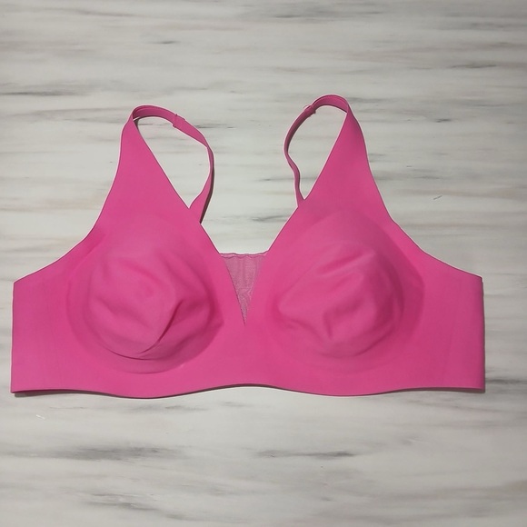 Knix Shadow Mesh T-Shirt Bra Shocking Pink Wireless Size Large - Picture 2 of 5
